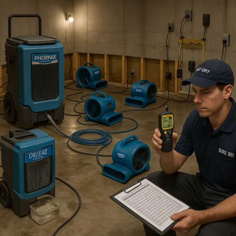 Structural Drying and Dehumidification process in Burnham, IL